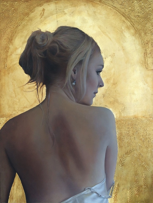 Girl in a Golden Cornfield, 2015 – Oil on Panel, 52 x 40 cm – Ginny Page